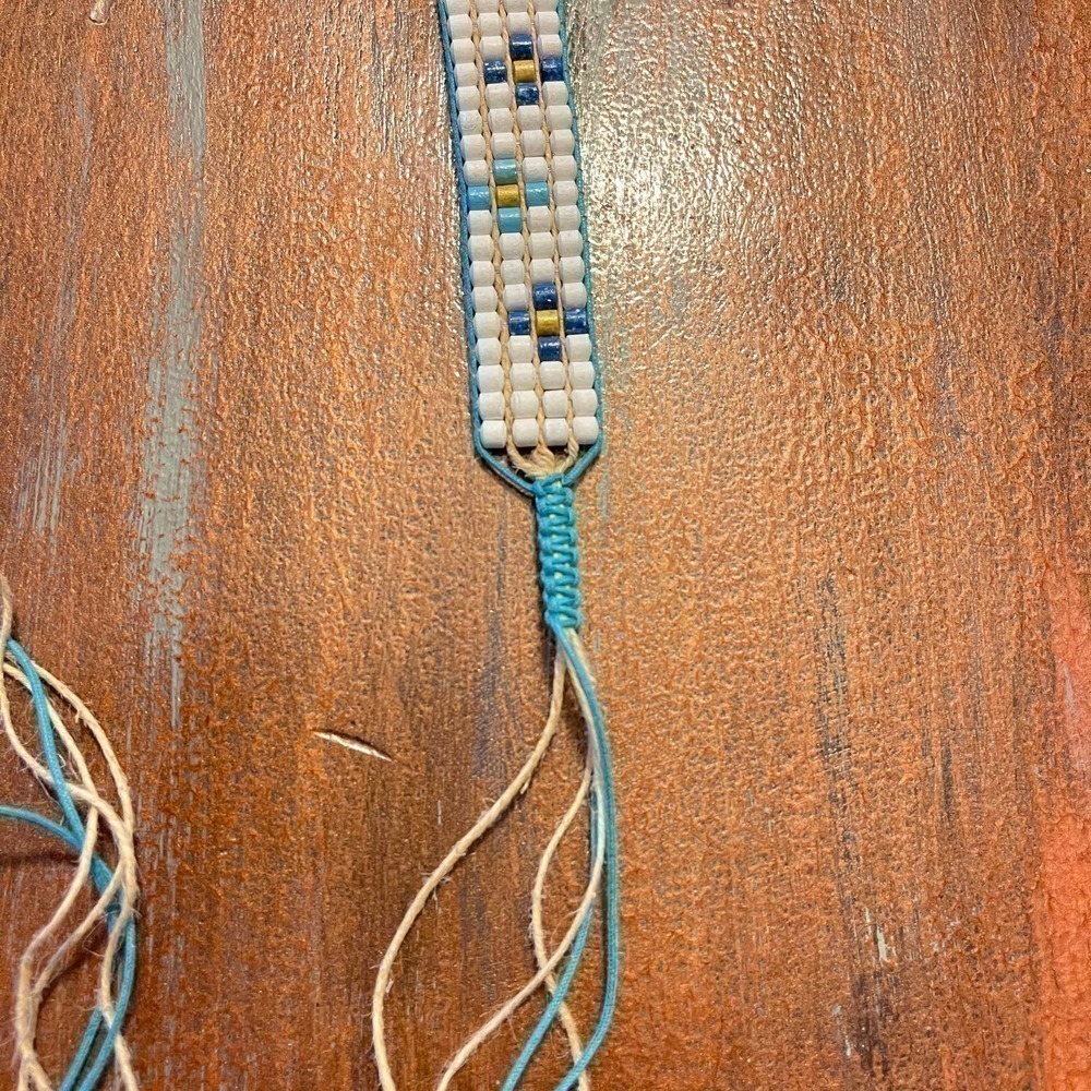 HandMade Ceramic Beads Woven Belt 4 Rows - Picture 3 of 7